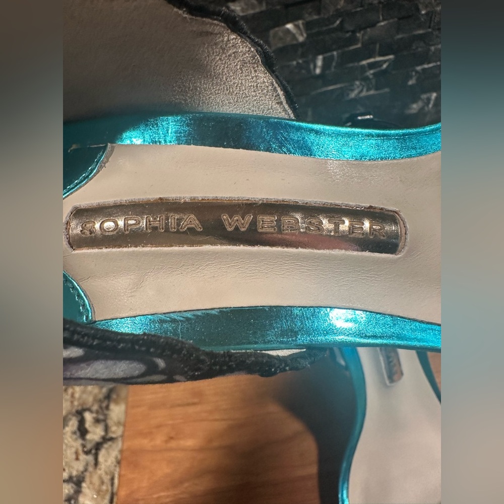 Sophia Webster Flutura Feather Peacock Metallic Stilettos Size 7 Heels Sz 37.5 - Picture 3 of 15